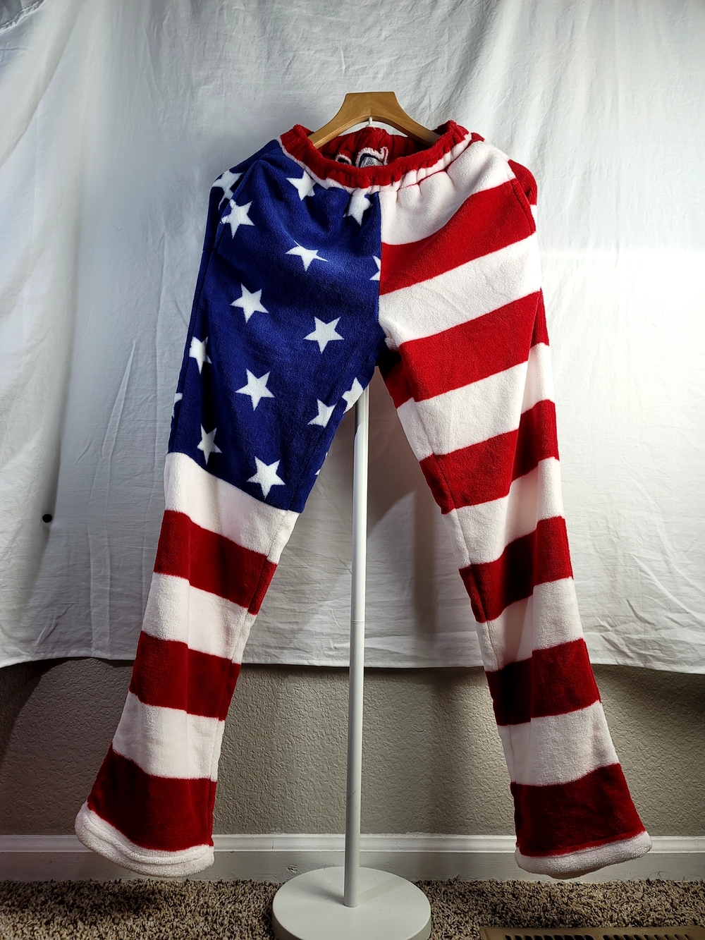 Cozy American Flag Fleece Joggers - Red, White & Blue